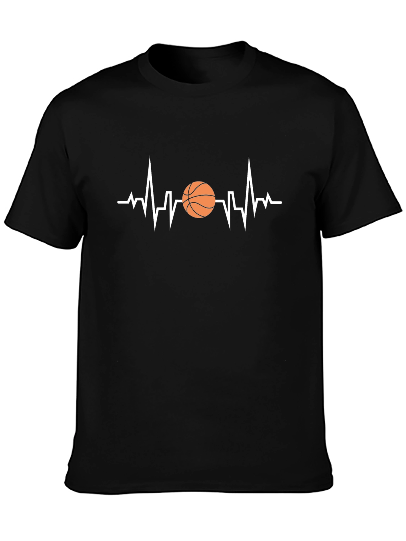 Basketball Heartbeat Graphic Tee - Black
