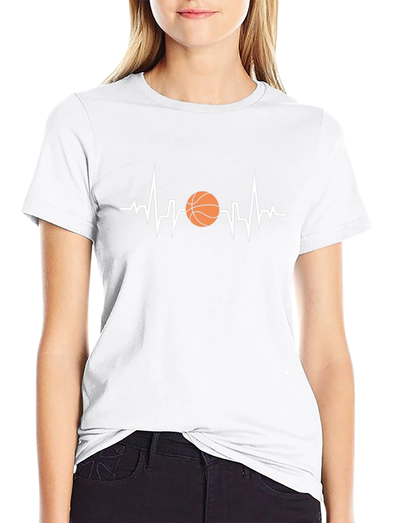 Basketball Heartbeat Graphic Tee - Black
