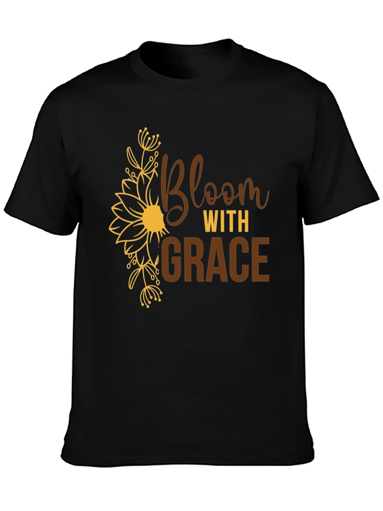Bloom with Grace Black Graphic Tee