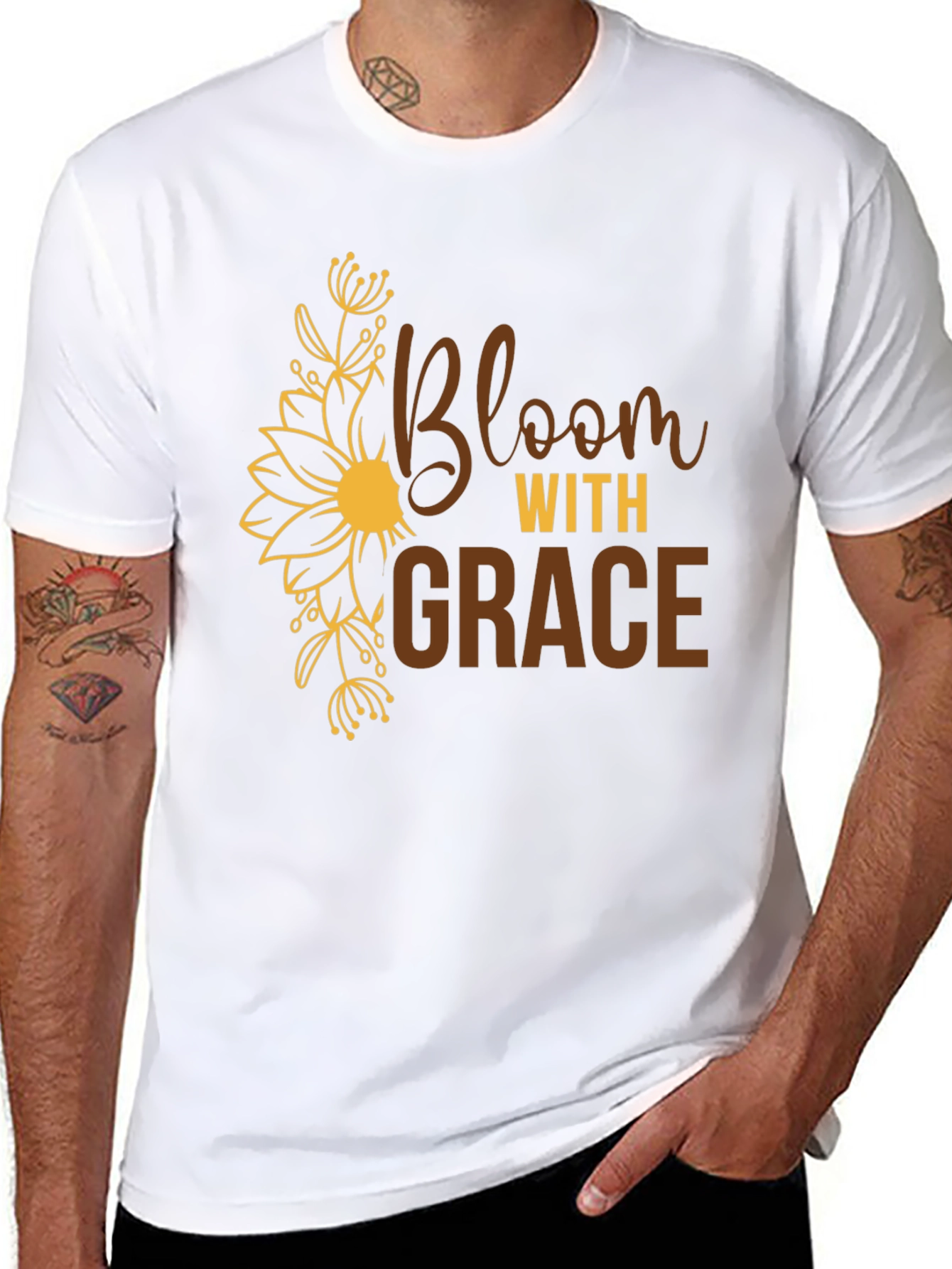 Bloom with Grace Black Graphic Tee