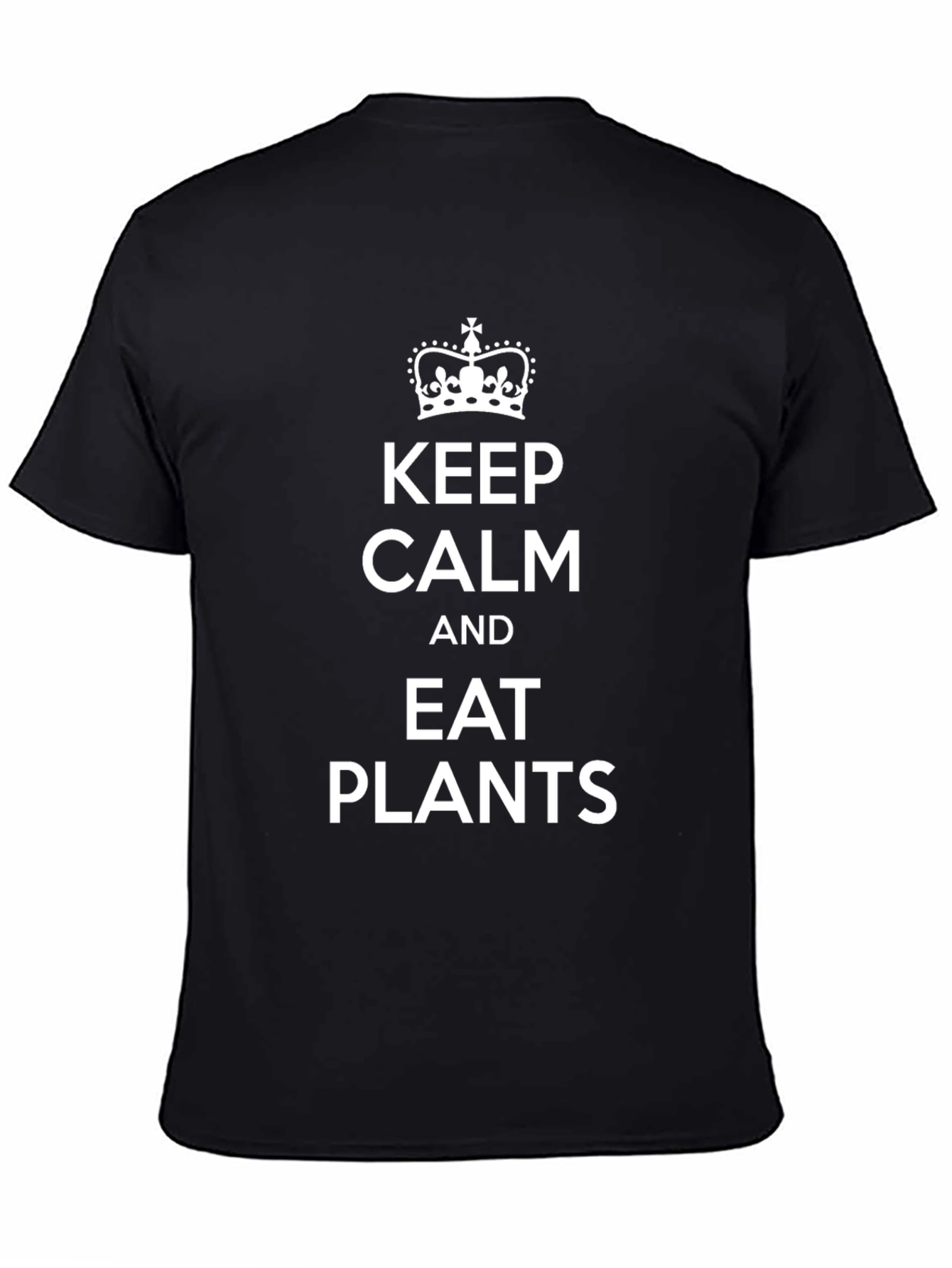 Keep Calm Eat Plants Black Graphic T-Shirt