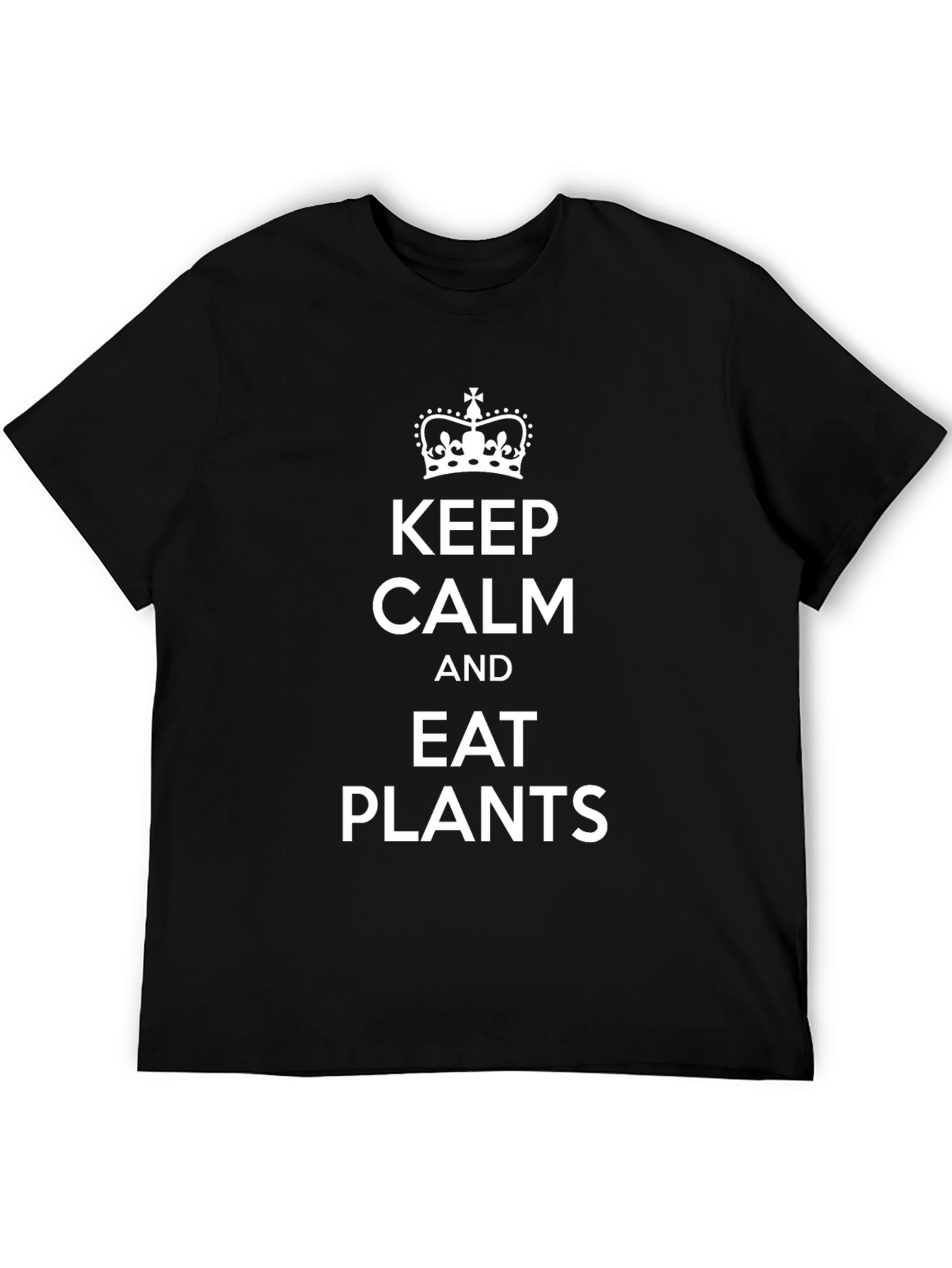 Keep Calm Eat Plants Black Graphic T-Shirt