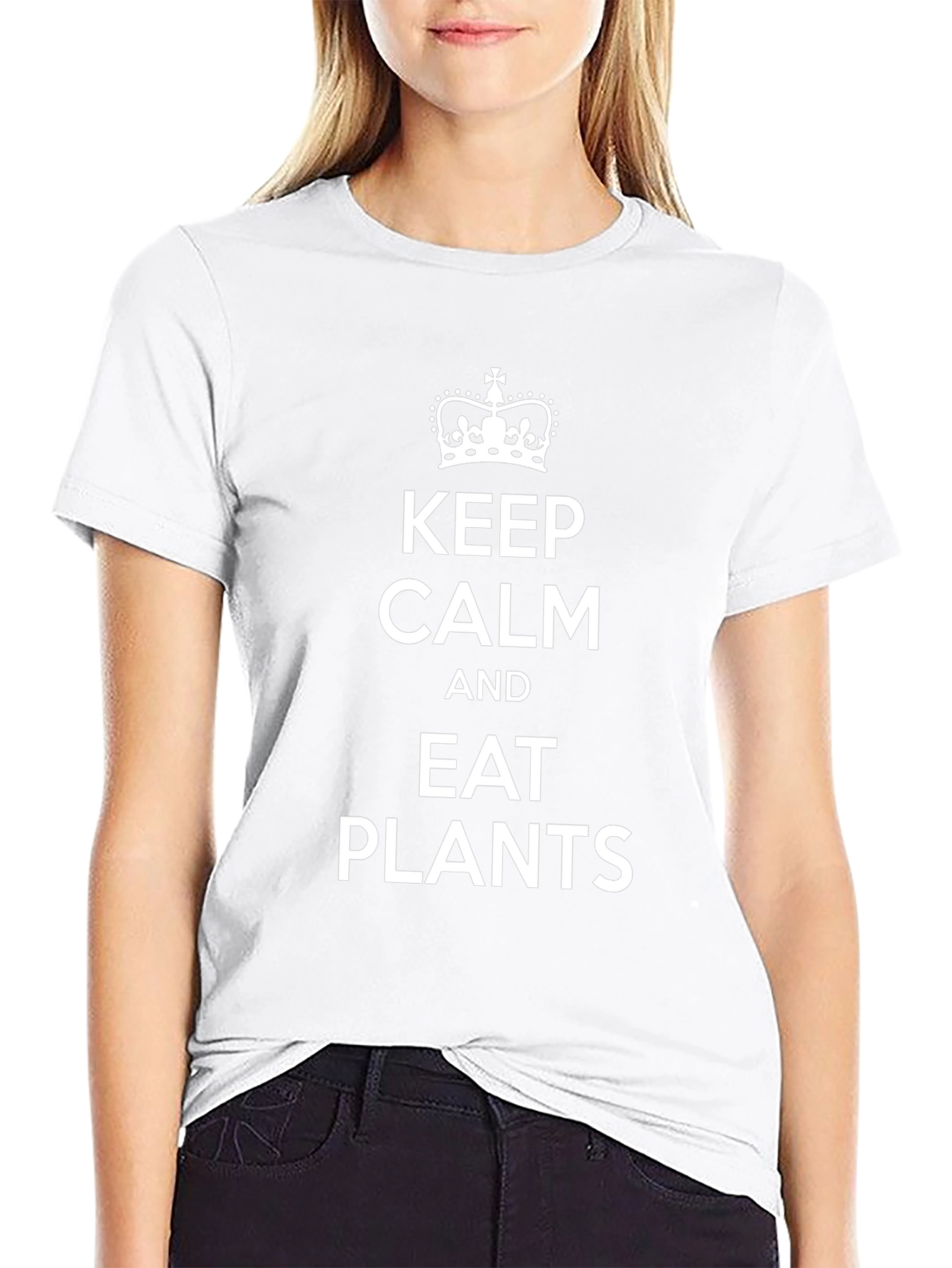 Keep Calm Eat Plants Black Graphic T-Shirt
