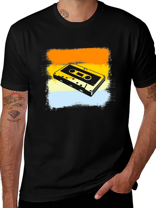 Retro Cassette Tape Graphic Tee - Vintage Style Black T-Shirt