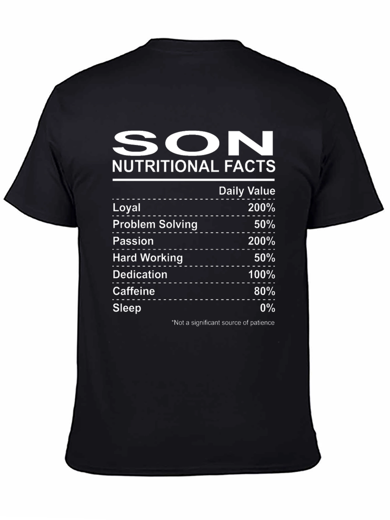 Son Nutritional Facts Black Graphic Tee