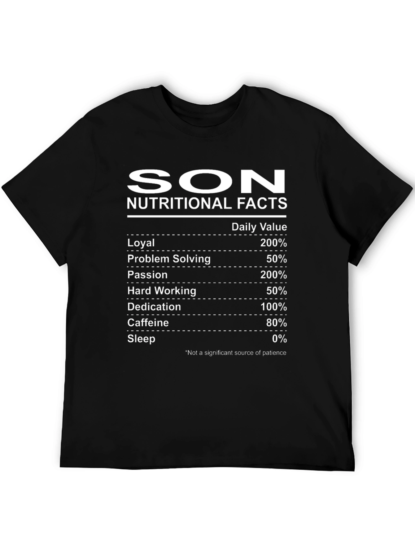 Son Nutritional Facts Black Graphic Tee