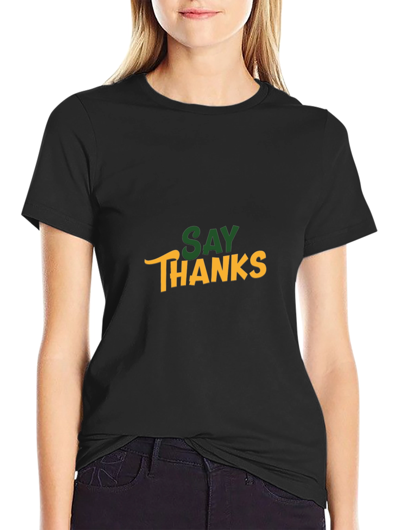 Say Thanks Black Graphic Tee