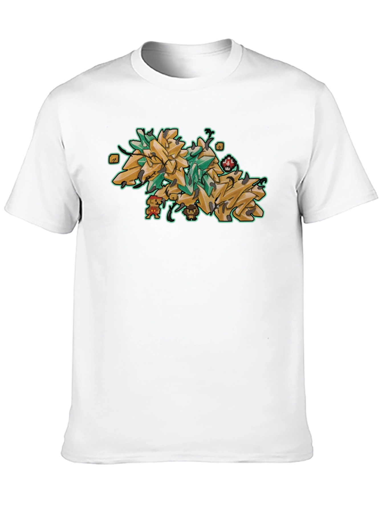 Mario Graffiti Art Black T-Shirt