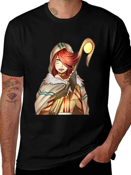 Anime Character Graphic Tee - Black Cotton T-Shirt