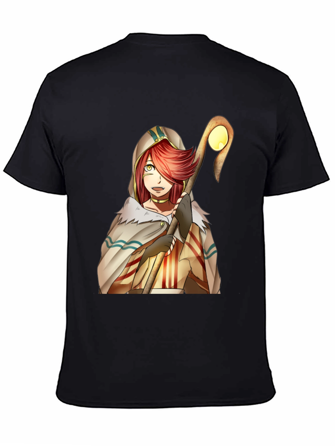 Anime Character Graphic Tee - Black Cotton T-Shirt