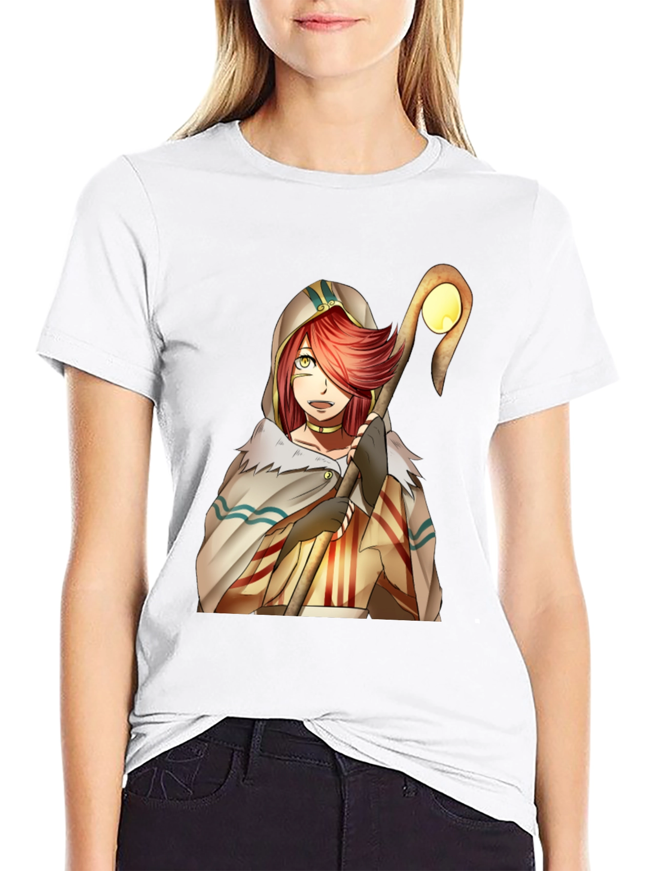 Anime Character Graphic Tee - Black Cotton T-Shirt
