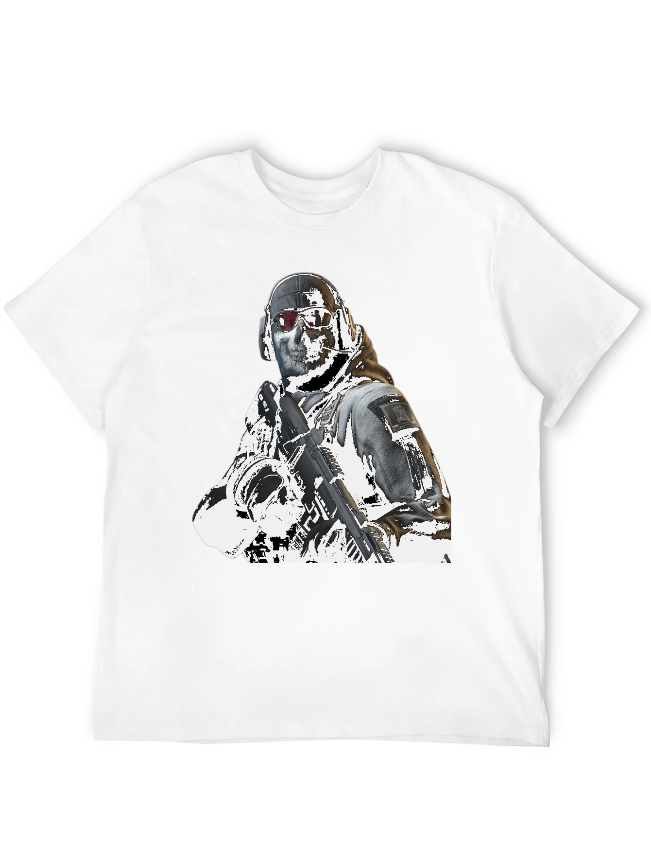 Tactical Soldier Graphic Tee - Black Cotton T-Shirt