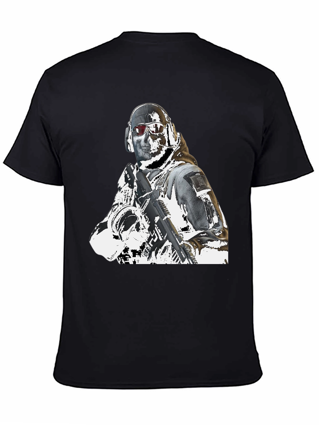 Tactical Soldier Graphic Tee - Black Cotton T-Shirt