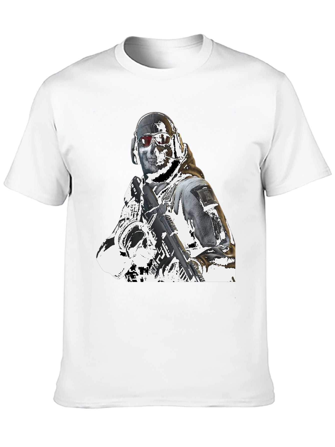 Tactical Soldier Graphic Tee - Black Cotton T-Shirt