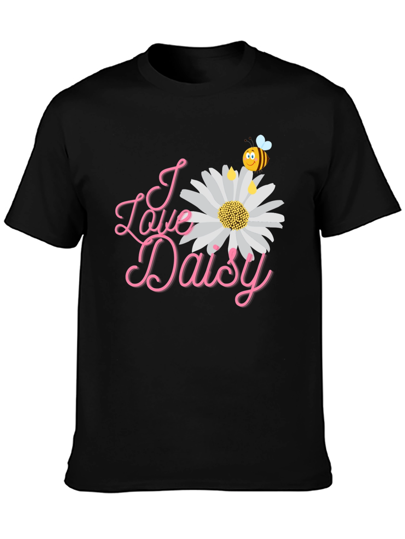 I Love Daisy Black T-Shirt