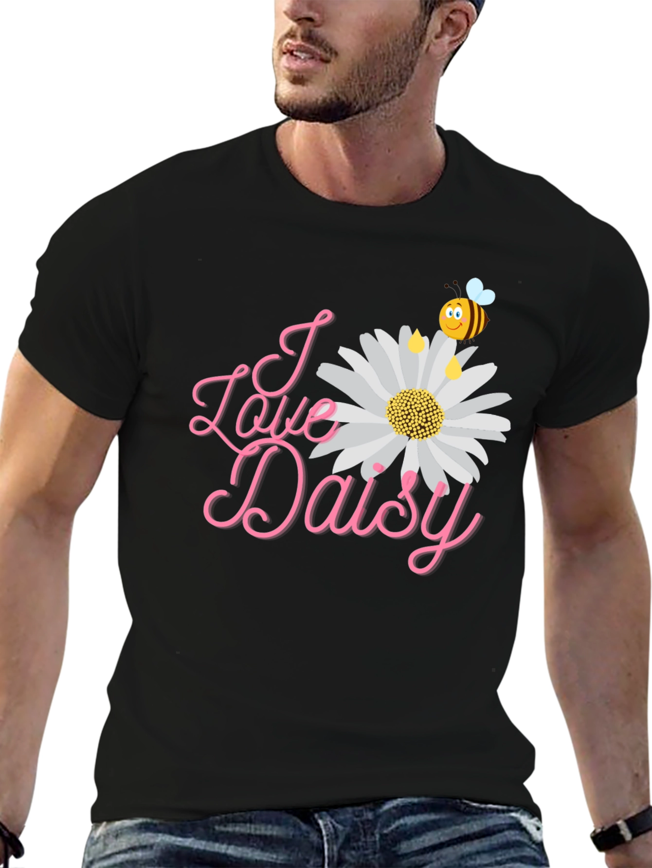 I Love Daisy Black T-Shirt