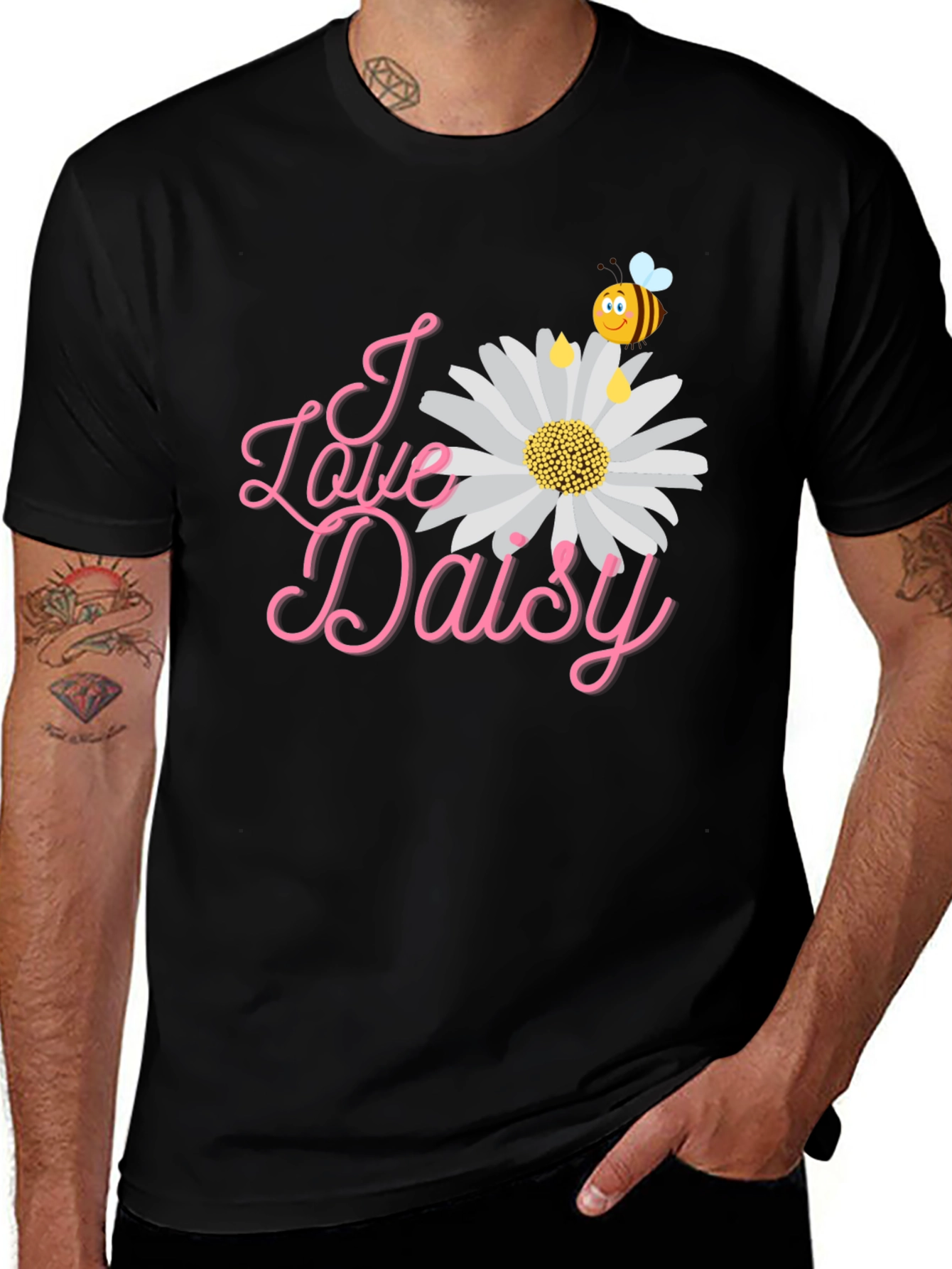 I Love Daisy Black T-Shirt