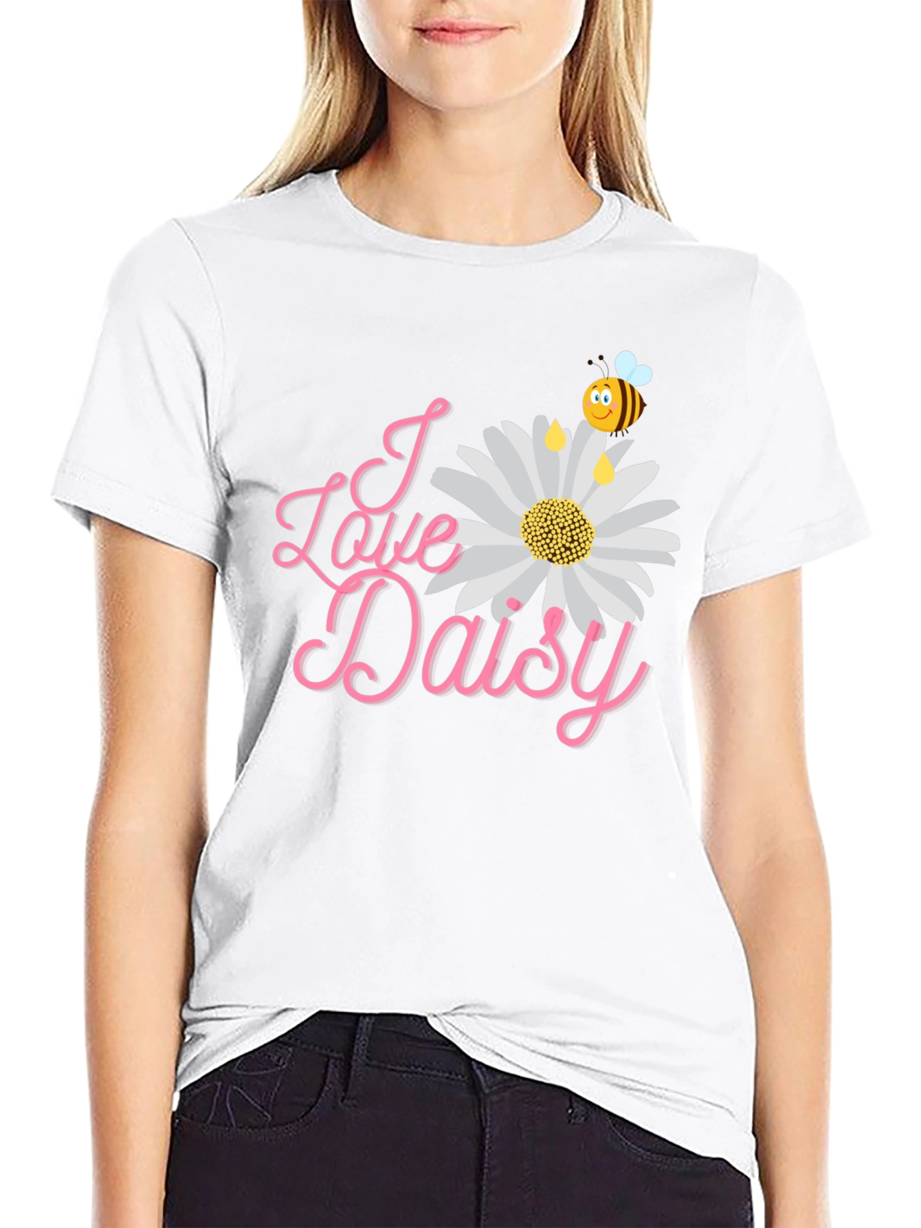I Love Daisy Black T-Shirt