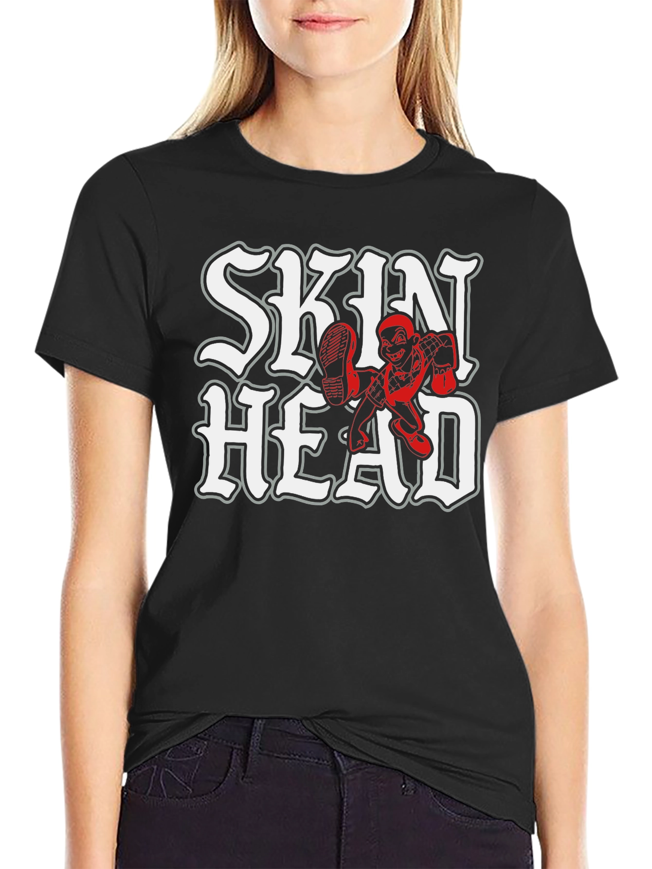 Skinhead Black T-Shirt - Bold Graphic Tee