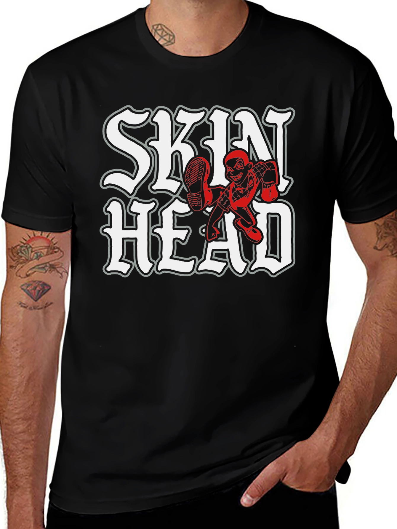 Skinhead Black T-Shirt - Bold Graphic Tee
