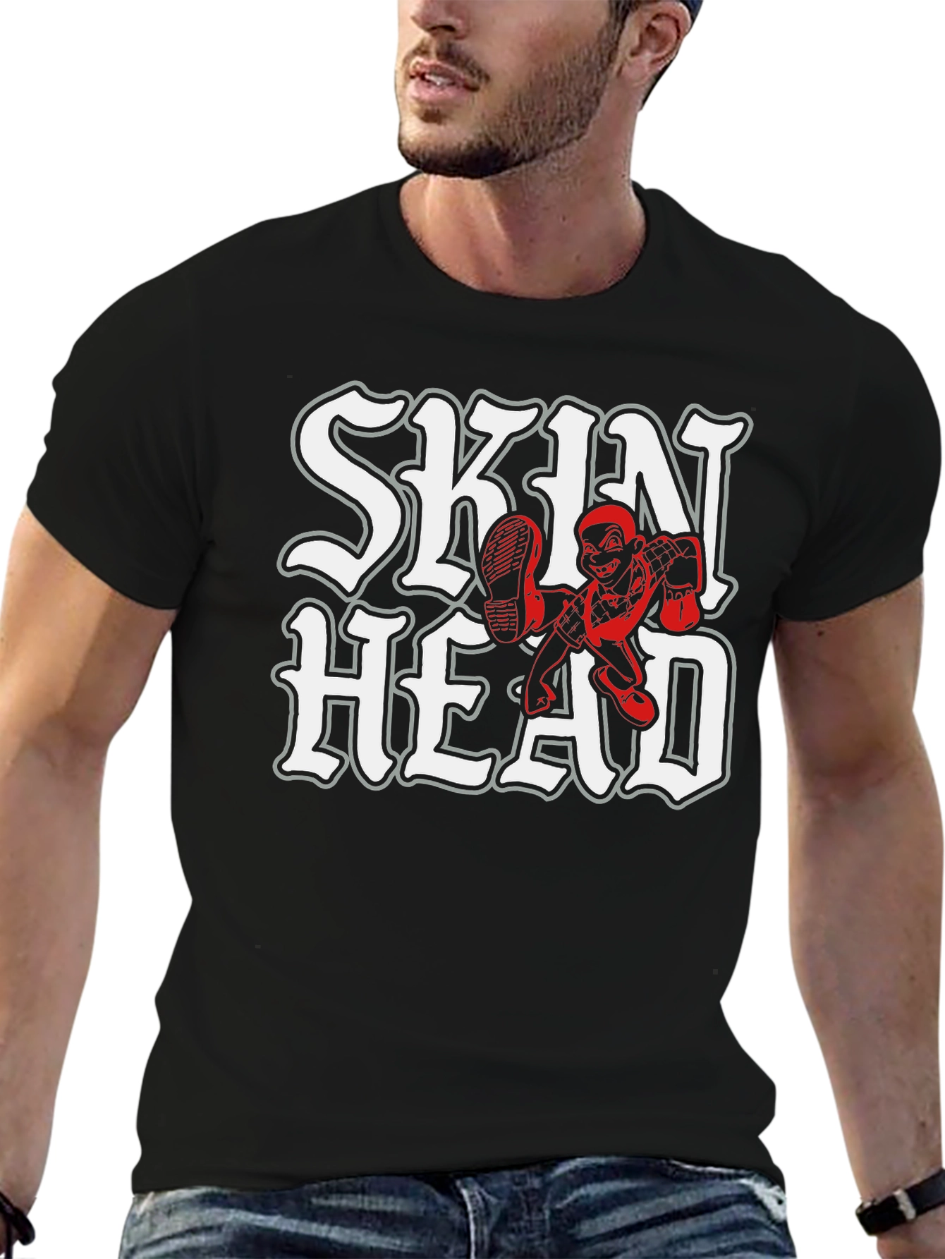 Skinhead Black T-Shirt - Bold Graphic Tee