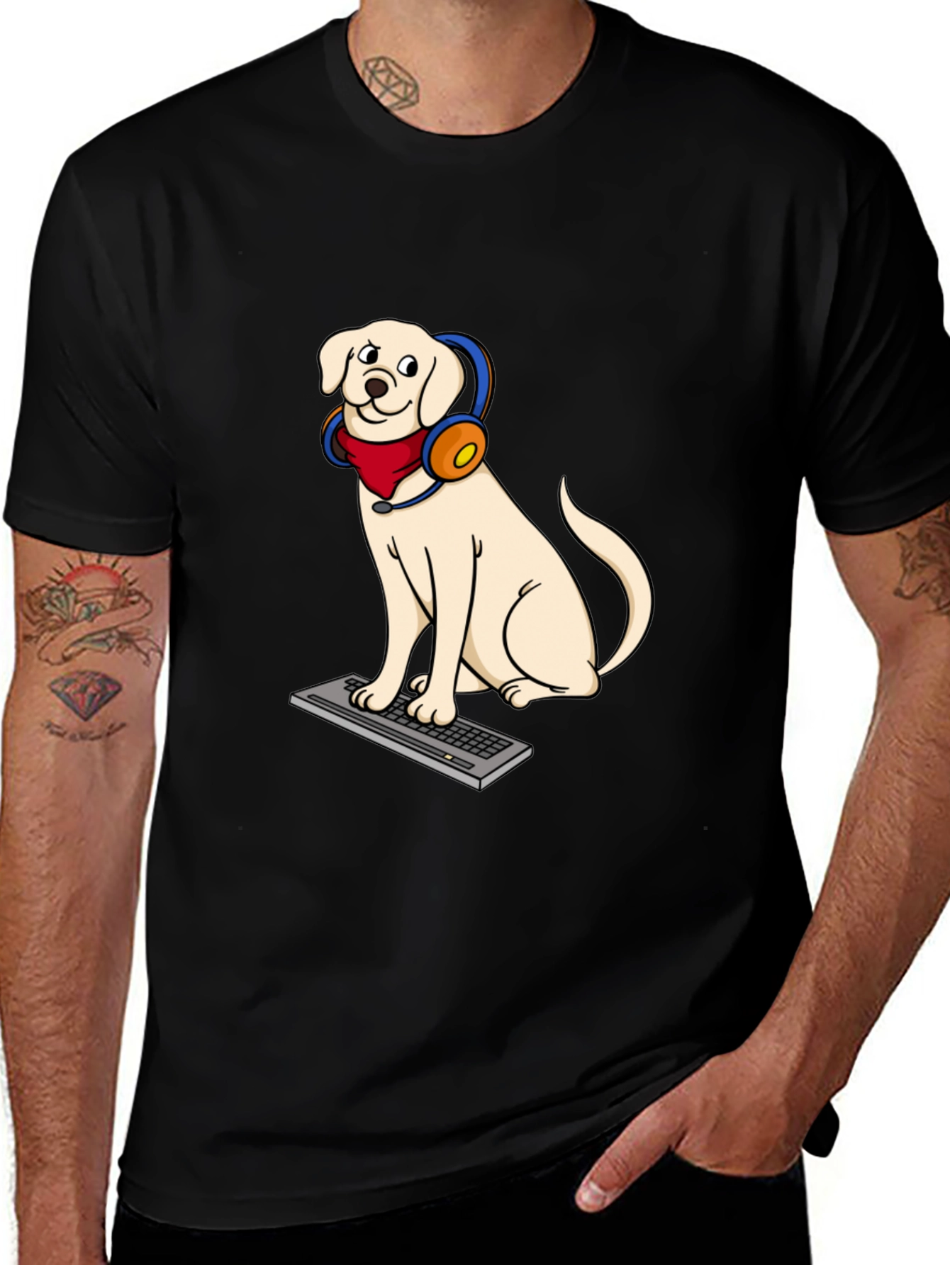 Dog Gamer Graphic T-Shirt - Playful Canine Design