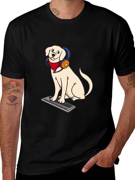 Dog Gamer Graphic T-Shirt - Playful Canine Design