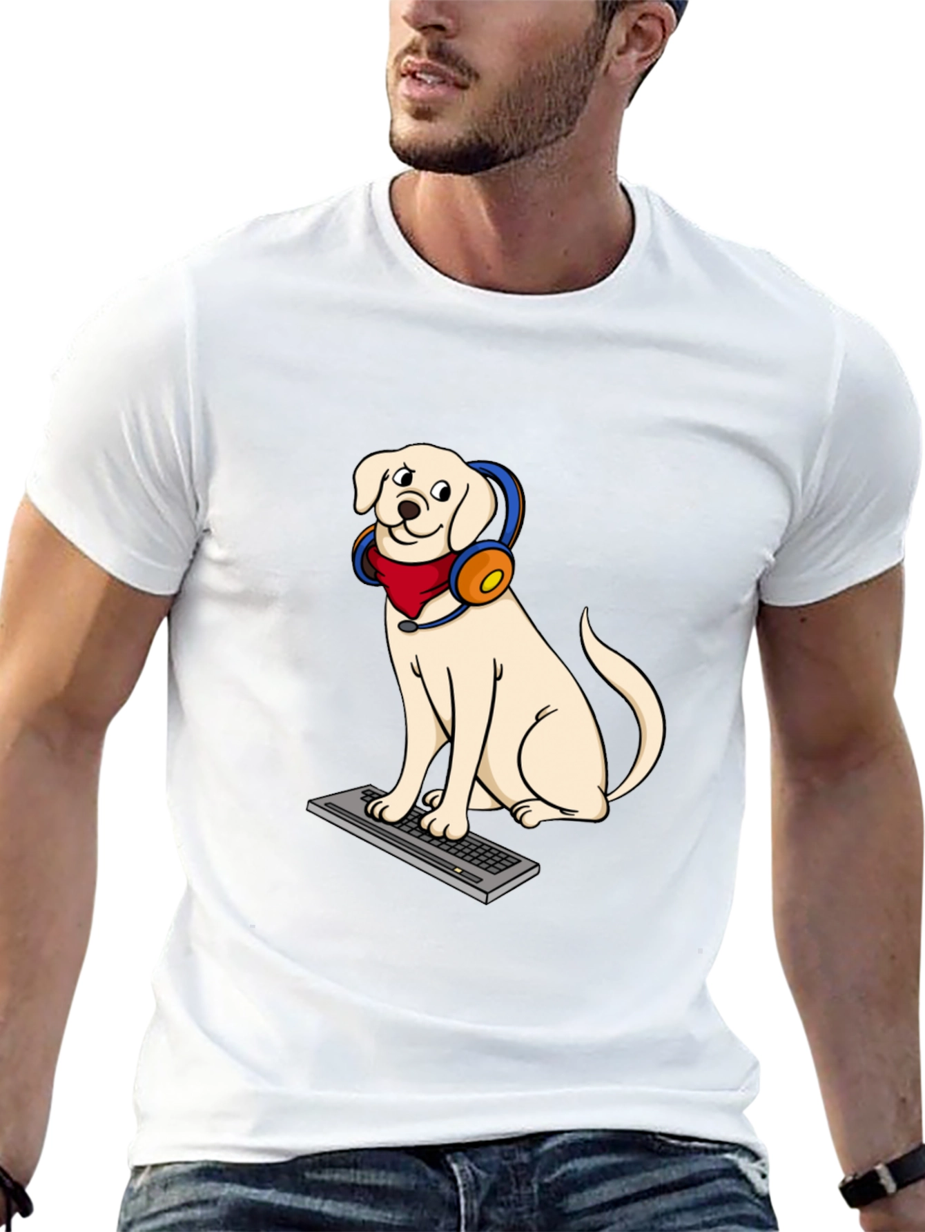 Dog Gamer Graphic T-Shirt - Playful Canine Design