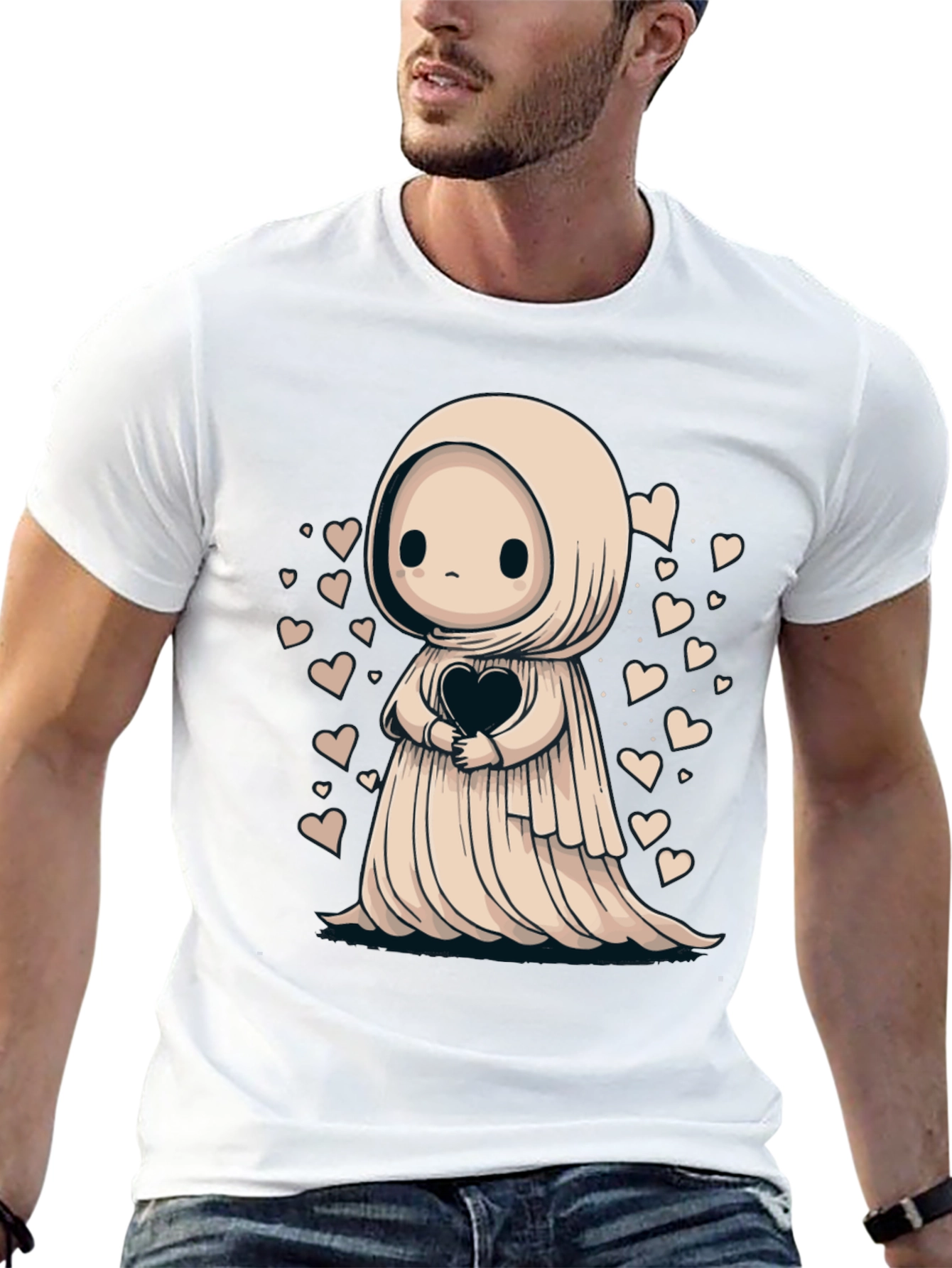 Cute Ghost Heart T-Shirt - Spooky Season Style