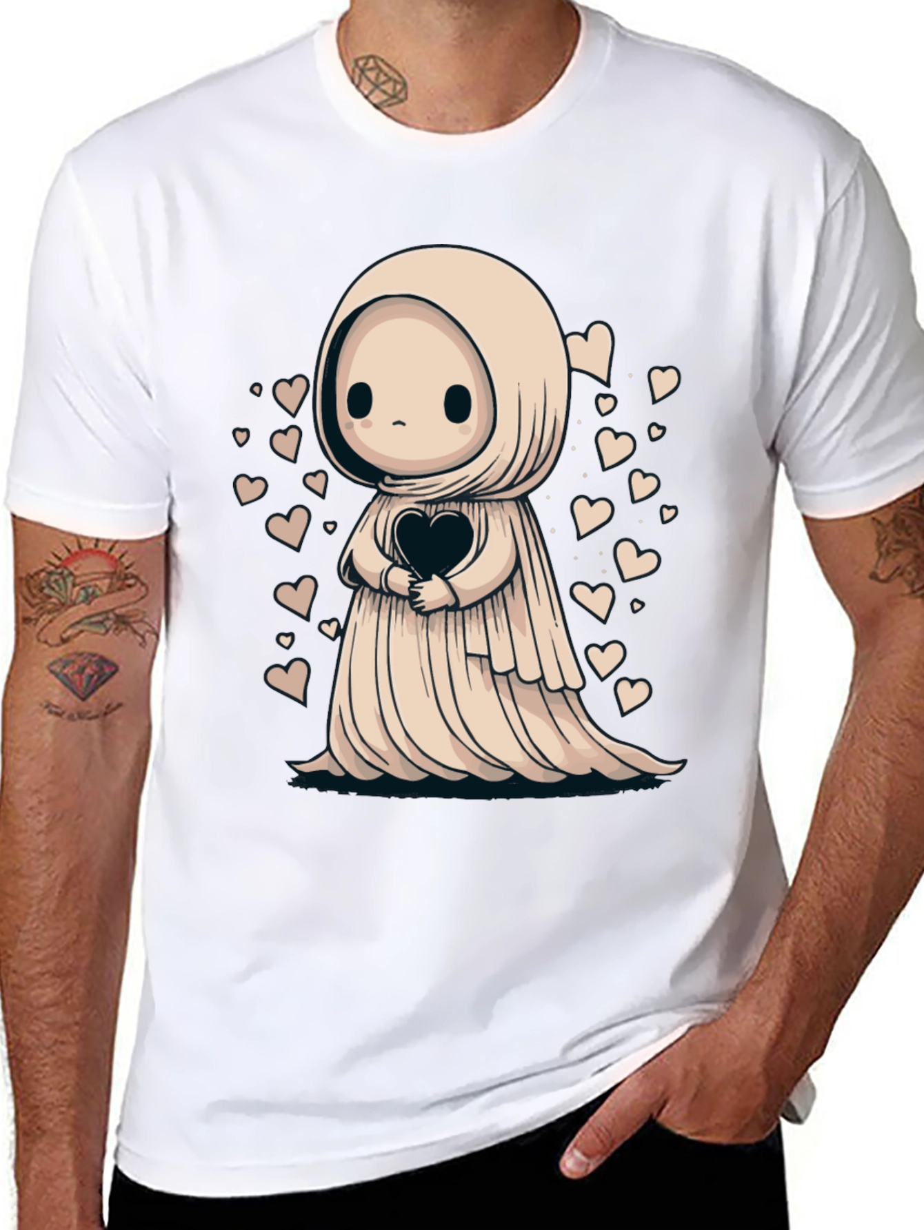Cute Ghost Heart T-Shirt - Spooky Season Style