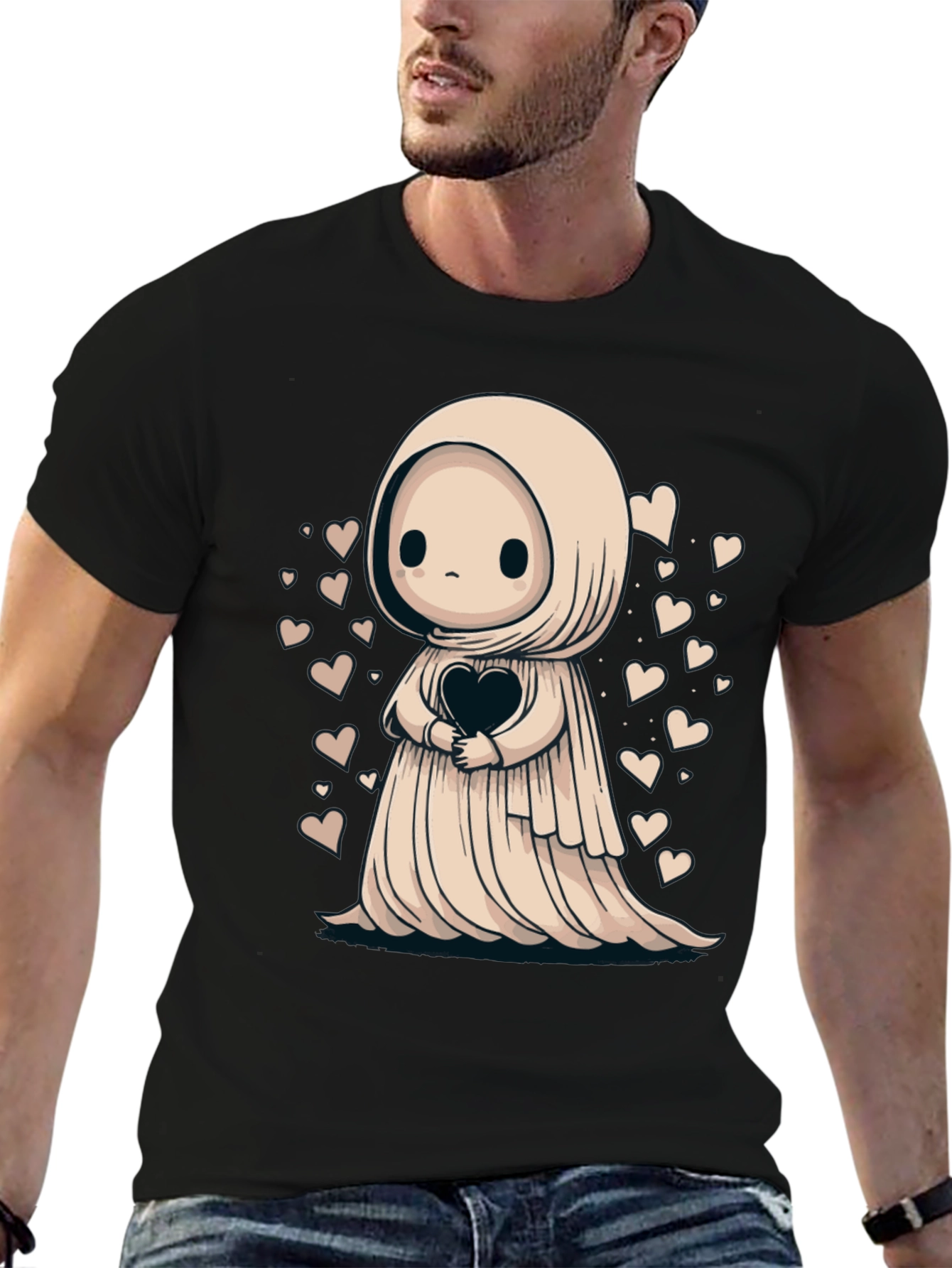 Cute Ghost Heart T-Shirt - Spooky Season Style