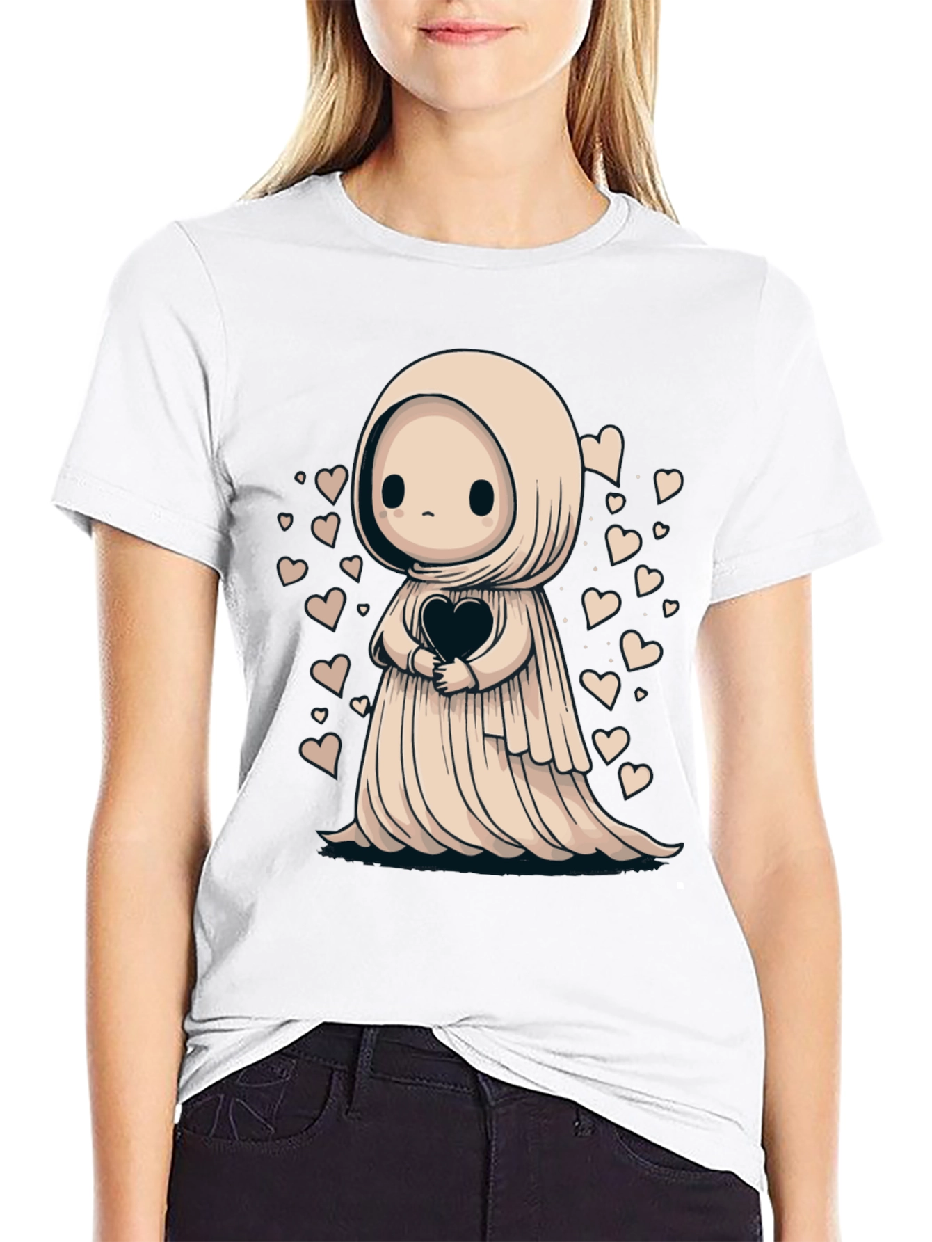 Cute Ghost Heart T-Shirt - Spooky Season Style