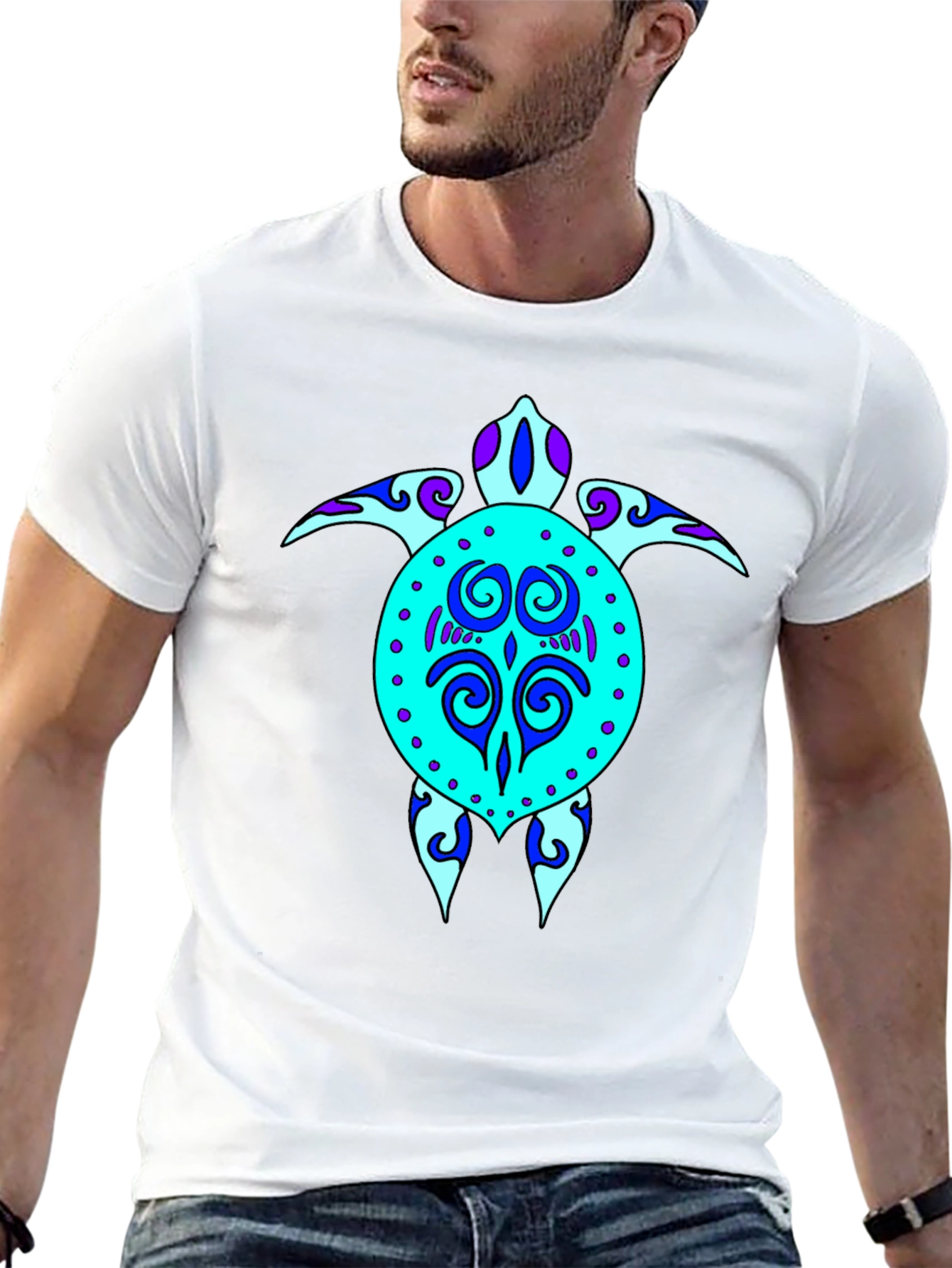Turtle Graphic Tee - Stylish Black Cotton T-Shirt