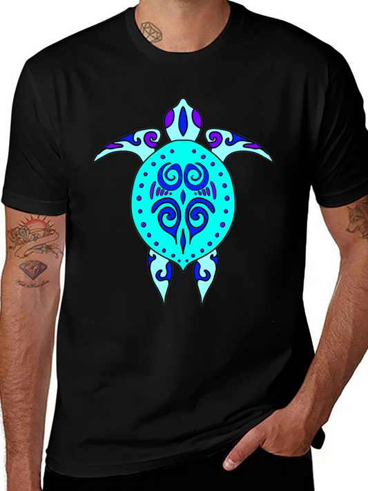 Turtle Graphic Tee - Stylish Black Cotton T-Shirt