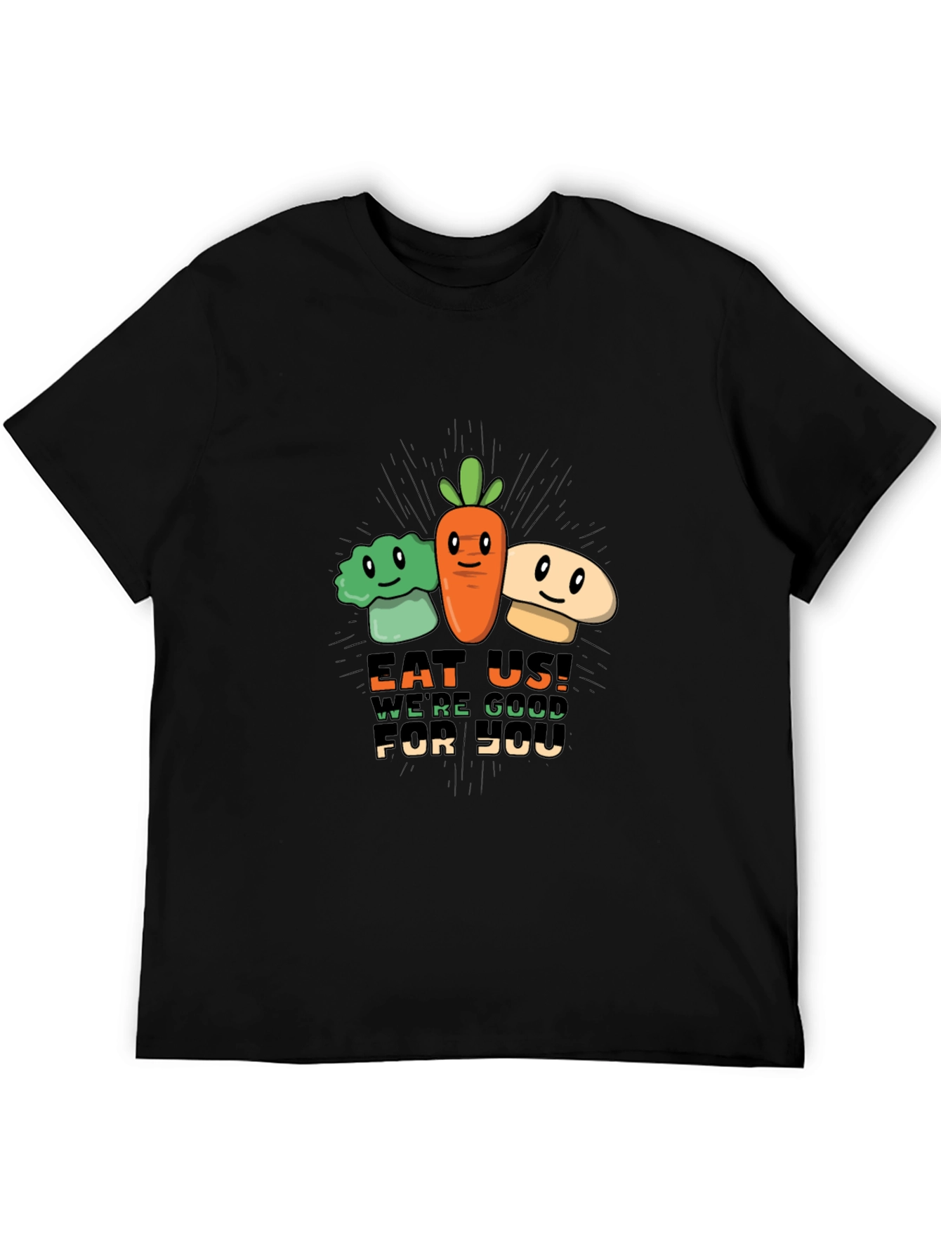 Eat Us! Vegetable Graphic Print Black Tee