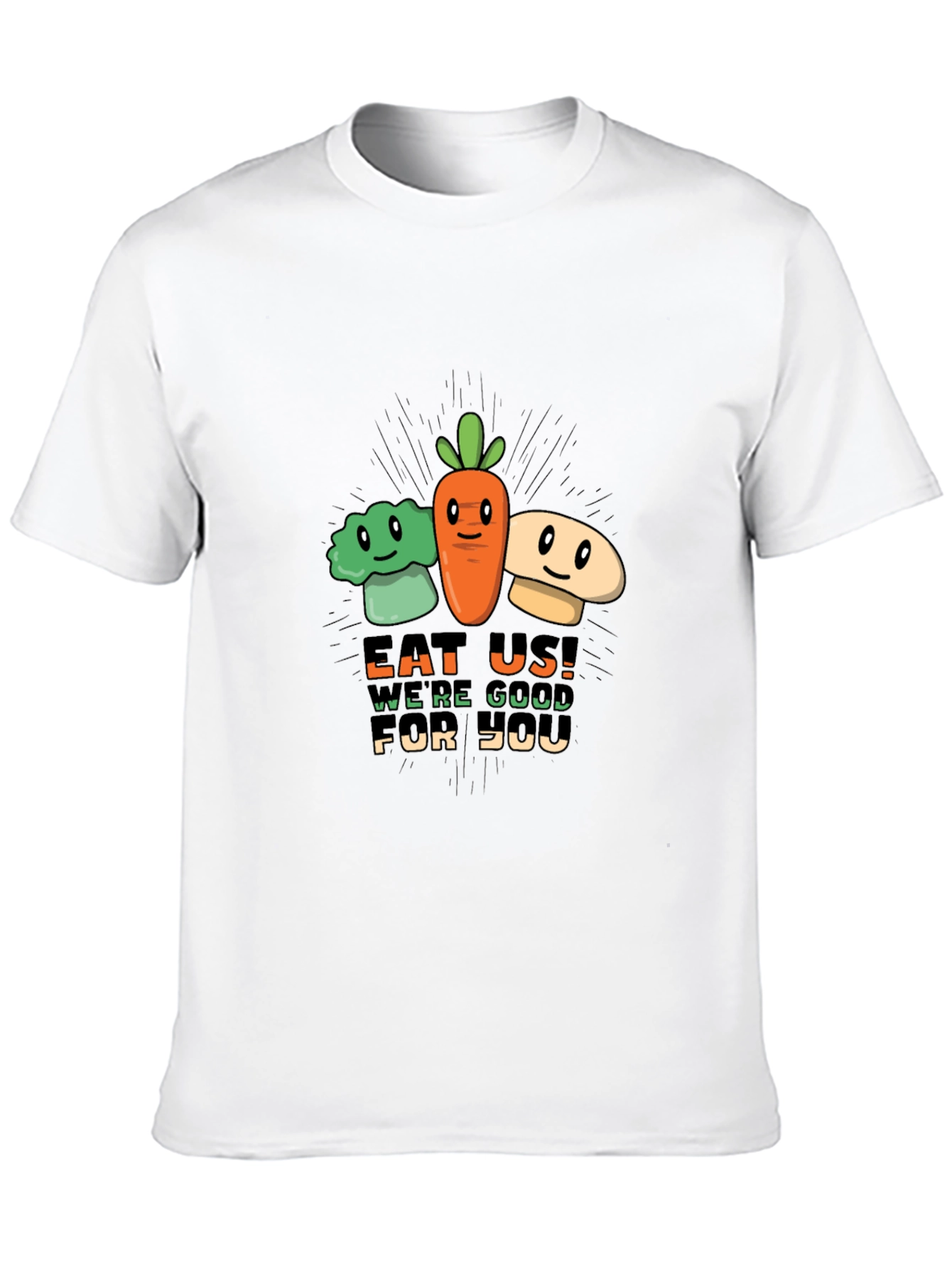 Eat Us! Vegetable Graphic Print Black Tee