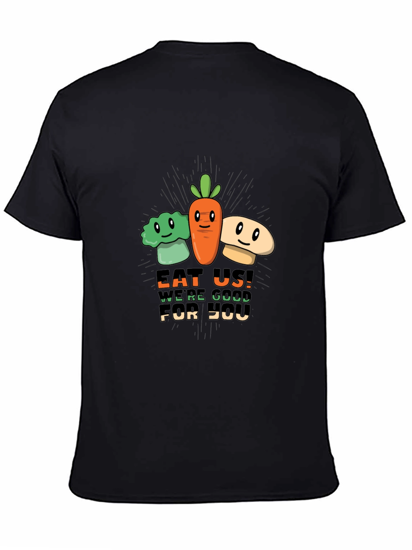 Eat Us! Vegetable Graphic Print Black Tee