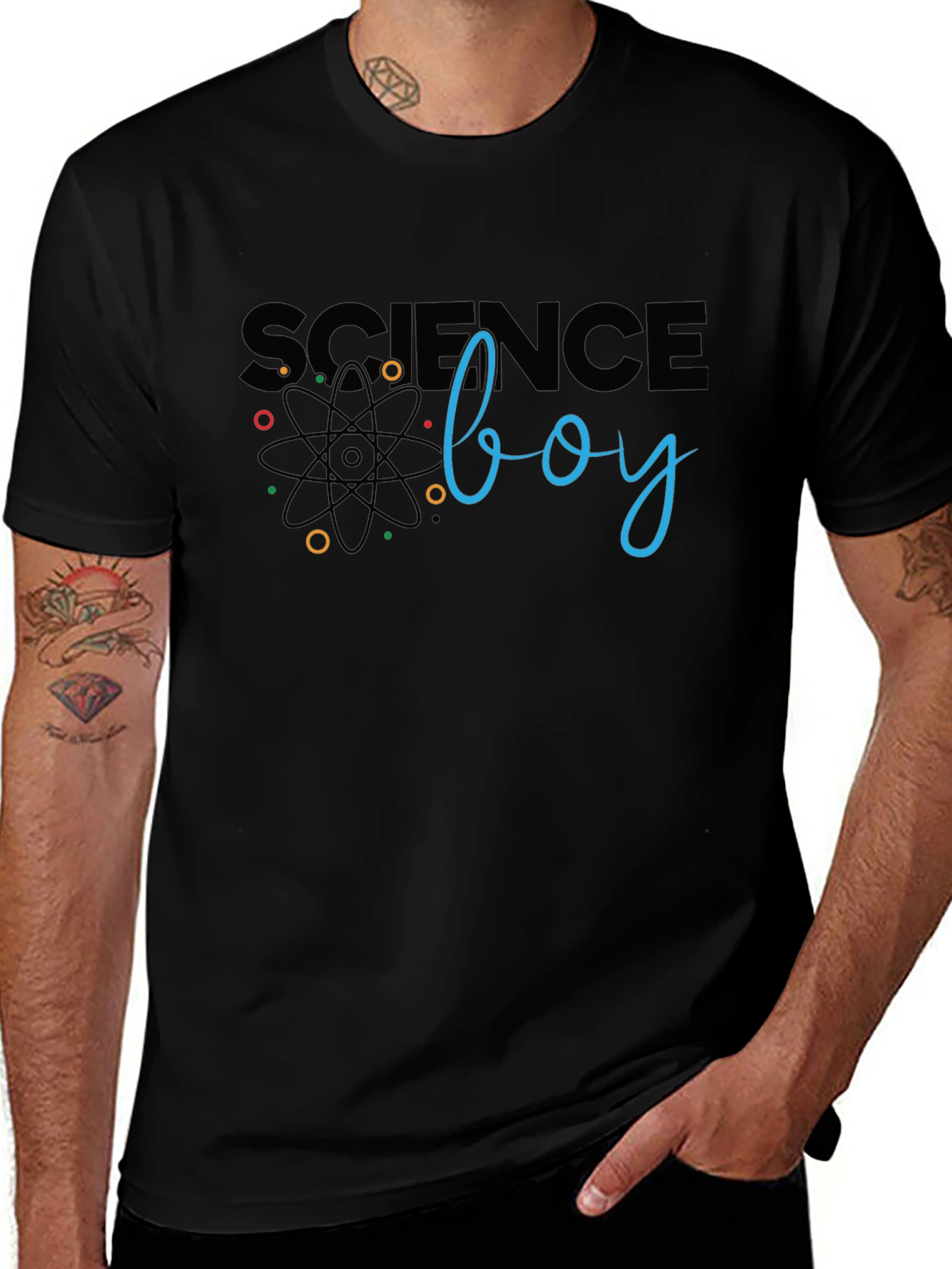 Science Boy Black Graphic T-Shirt