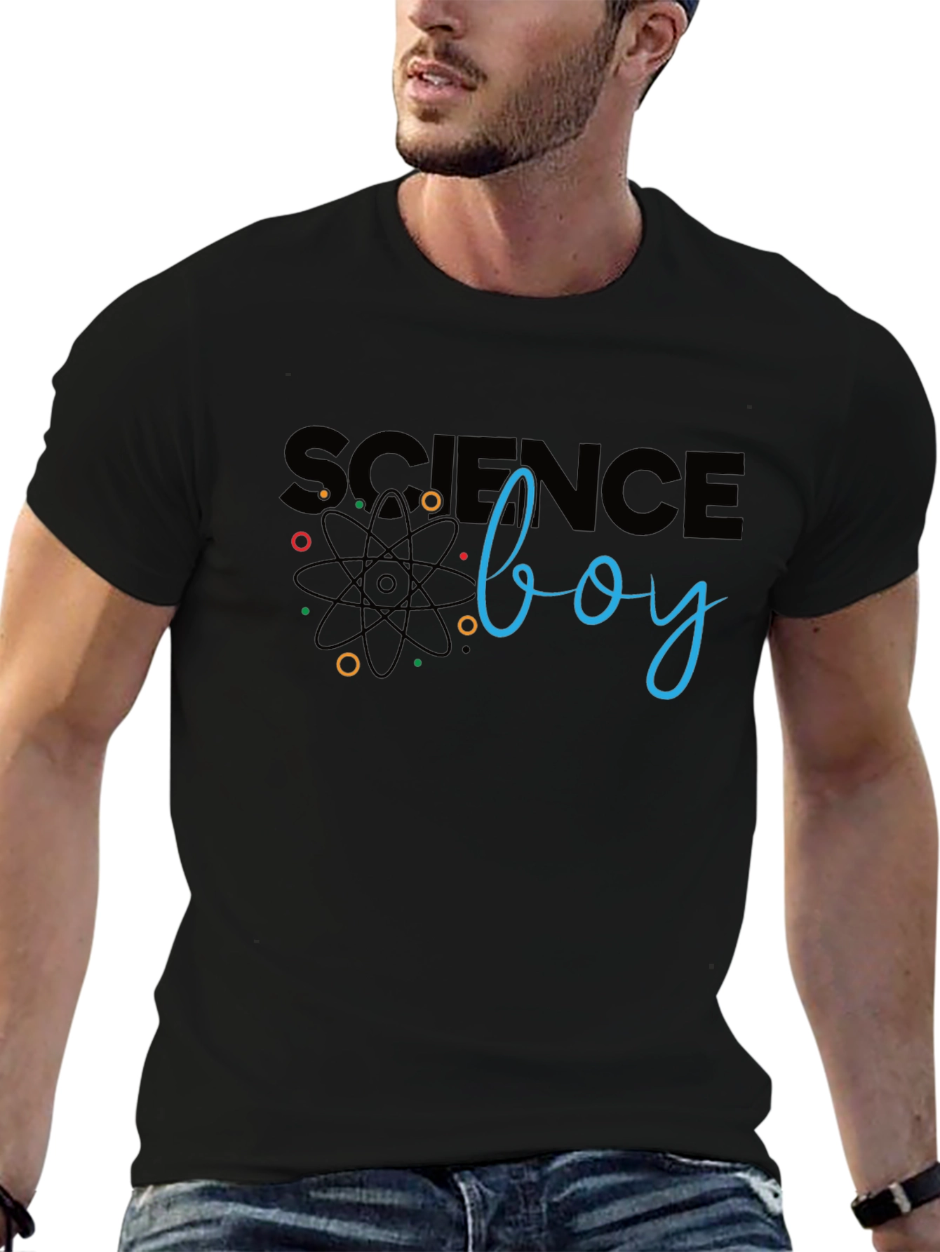 Science Boy Black Graphic T-Shirt