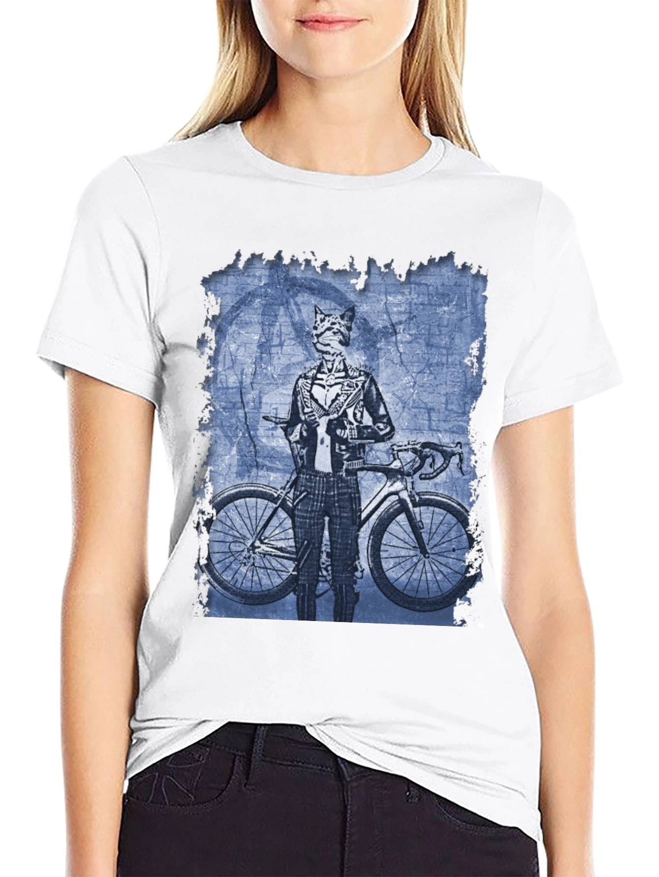 Cat Biker Graphic T-Shirt