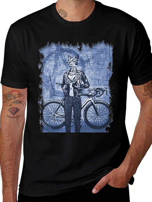 Cat Biker Graphic T-Shirt