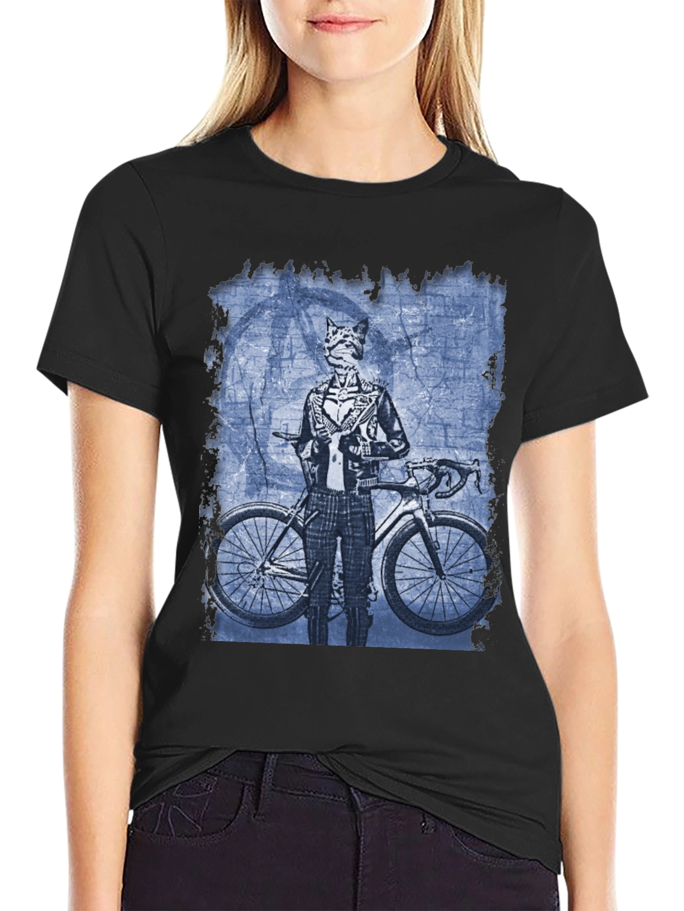 Cat Biker Graphic T-Shirt