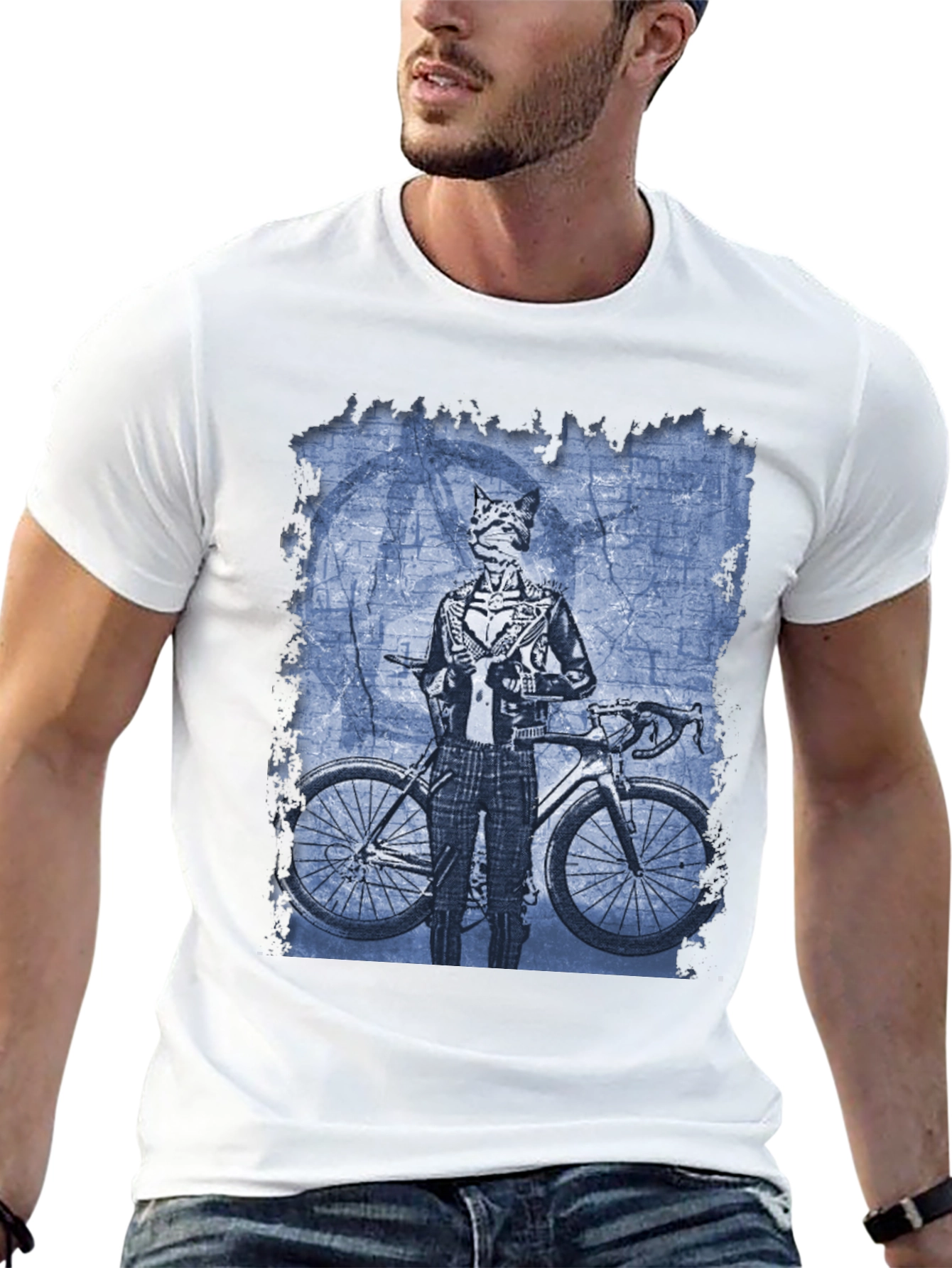 Cat Biker Graphic T-Shirt