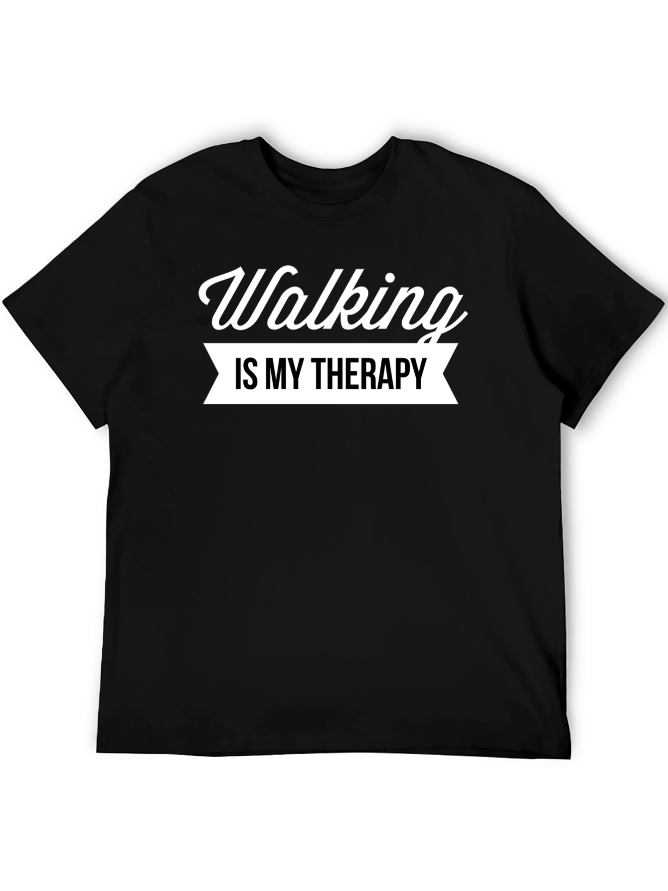 Walking is My Therapy Black T-Shirt