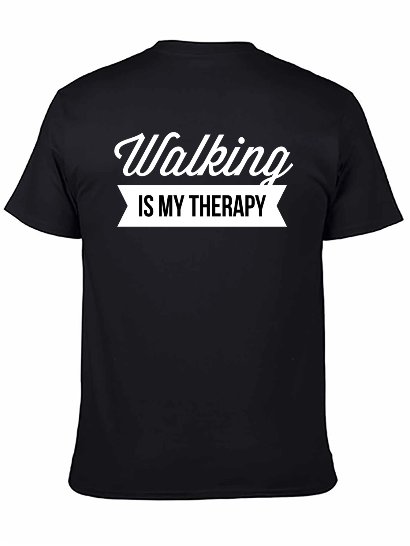 Walking is My Therapy Black T-Shirt