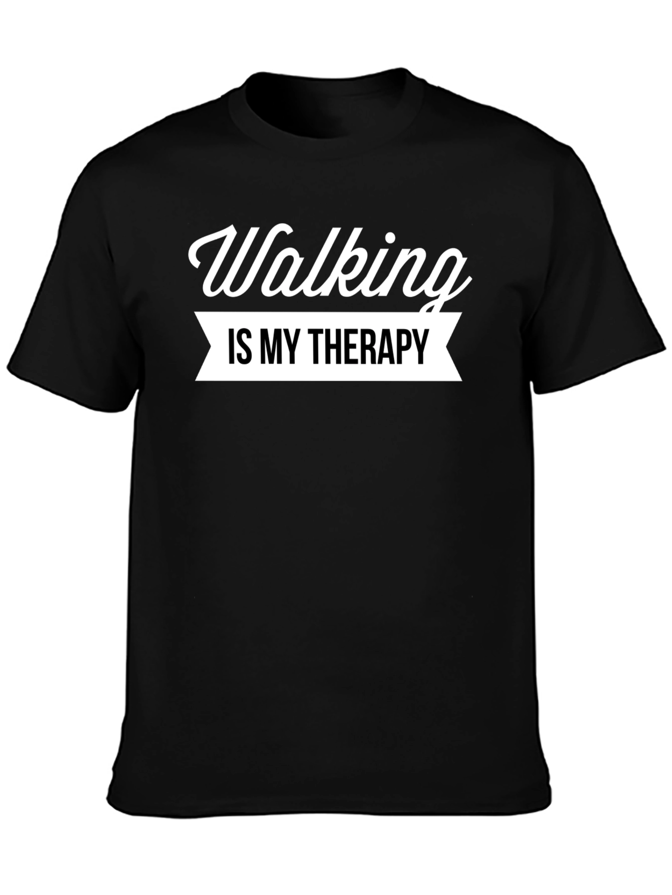 Walking is My Therapy Black T-Shirt