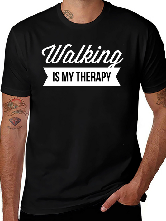 Walking is My Therapy Black T-Shirt