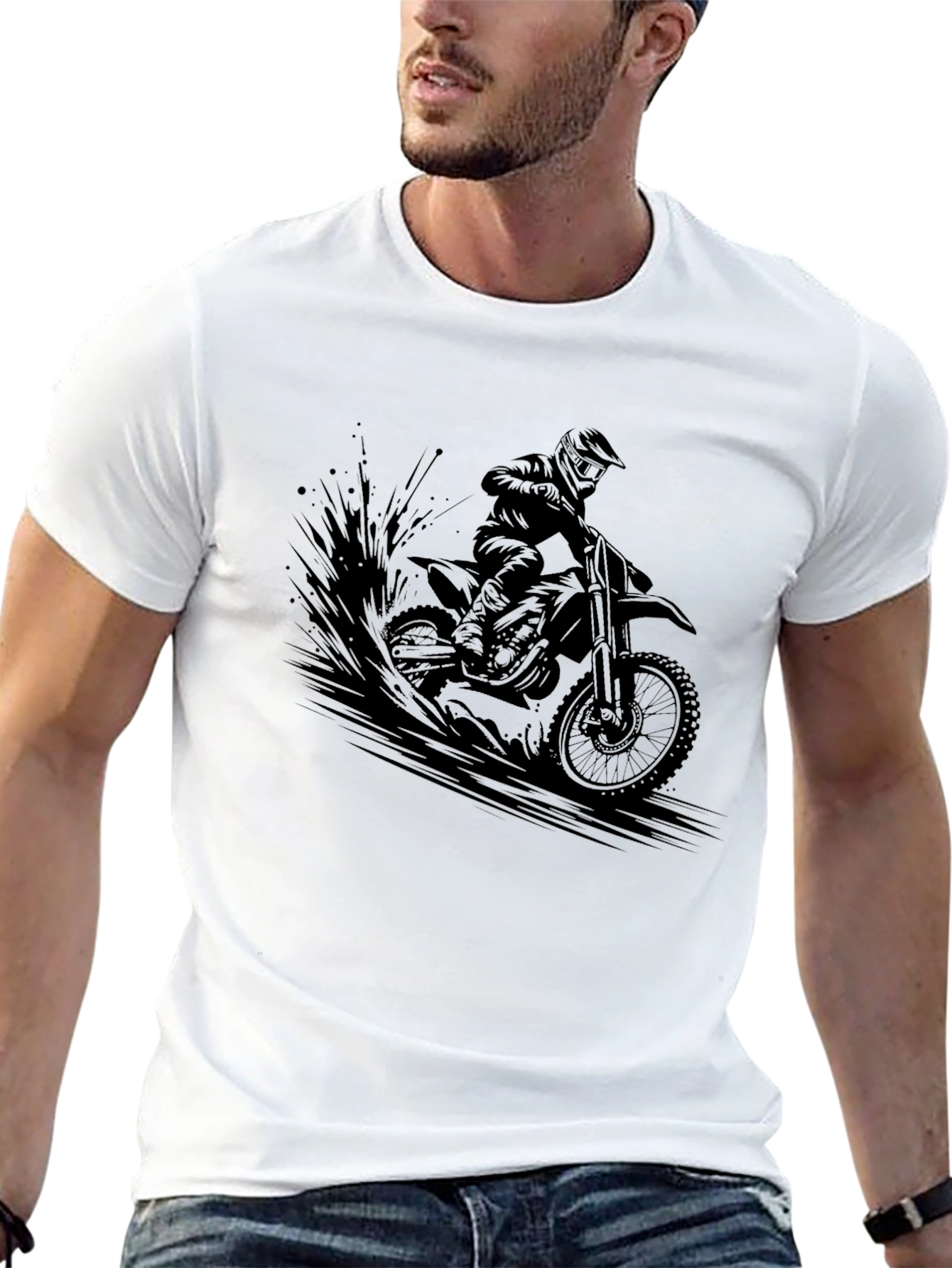 Mens Black Motocross Graphic T-Shirt