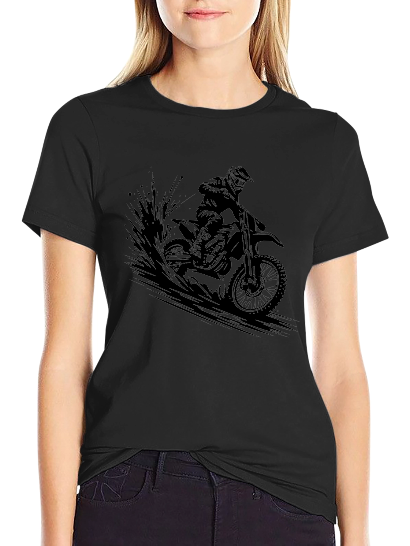 Mens Black Motocross Graphic T-Shirt