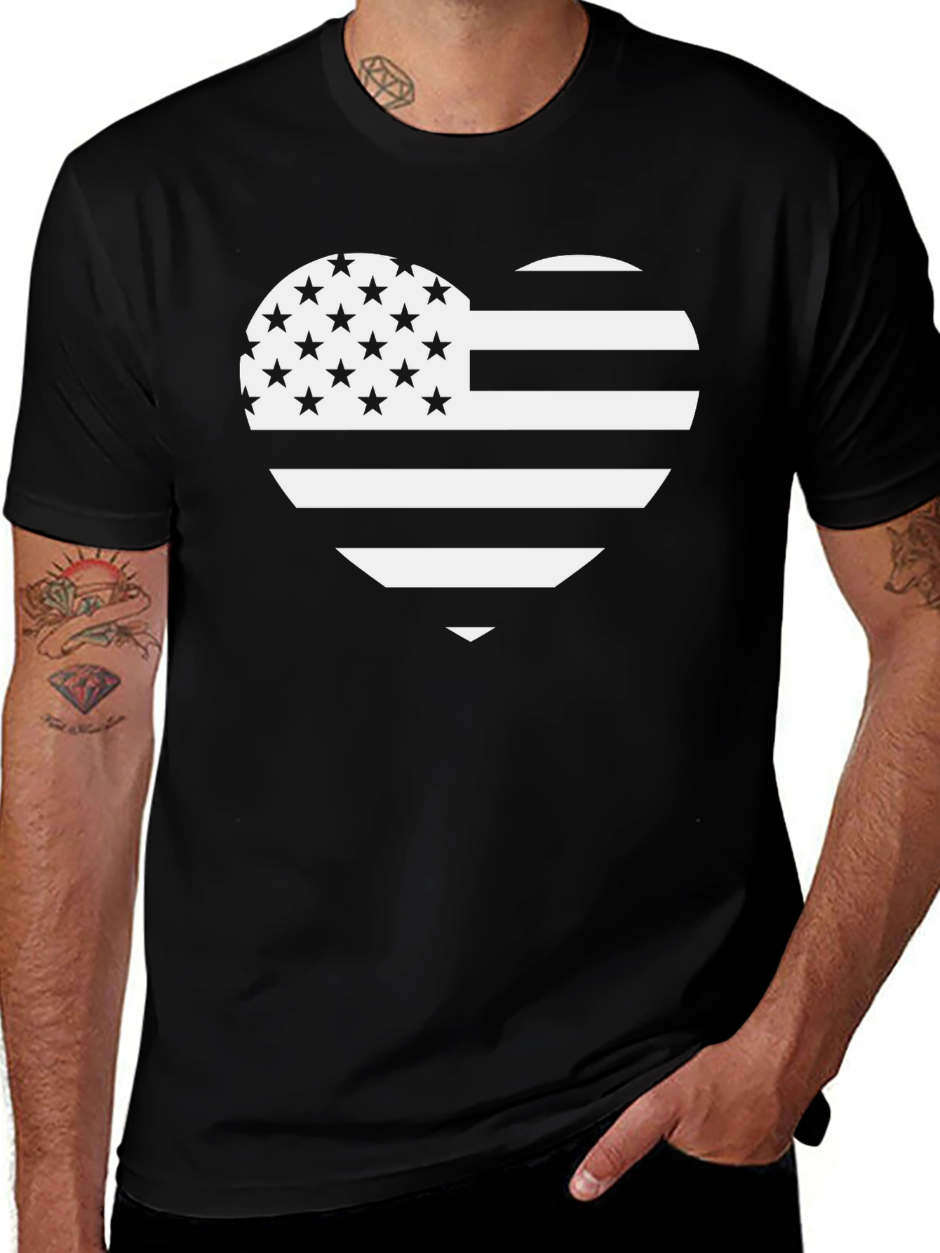 Patriotic Heart Flag Graphic T-Shirt